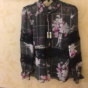 Lace and Floral DKNY Medium Blouse